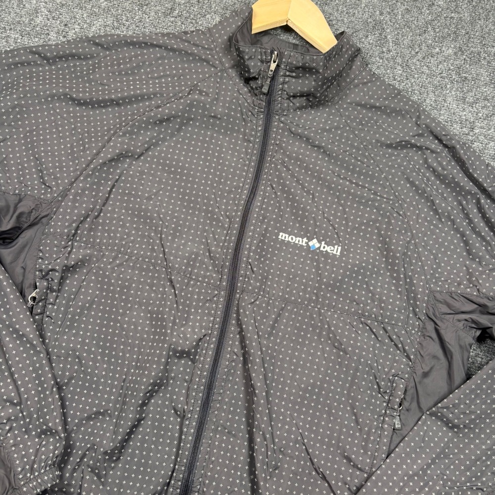 Montbell Reflec Wind Jacket Unisex L Charcoal Reflective Cross Print 1103221